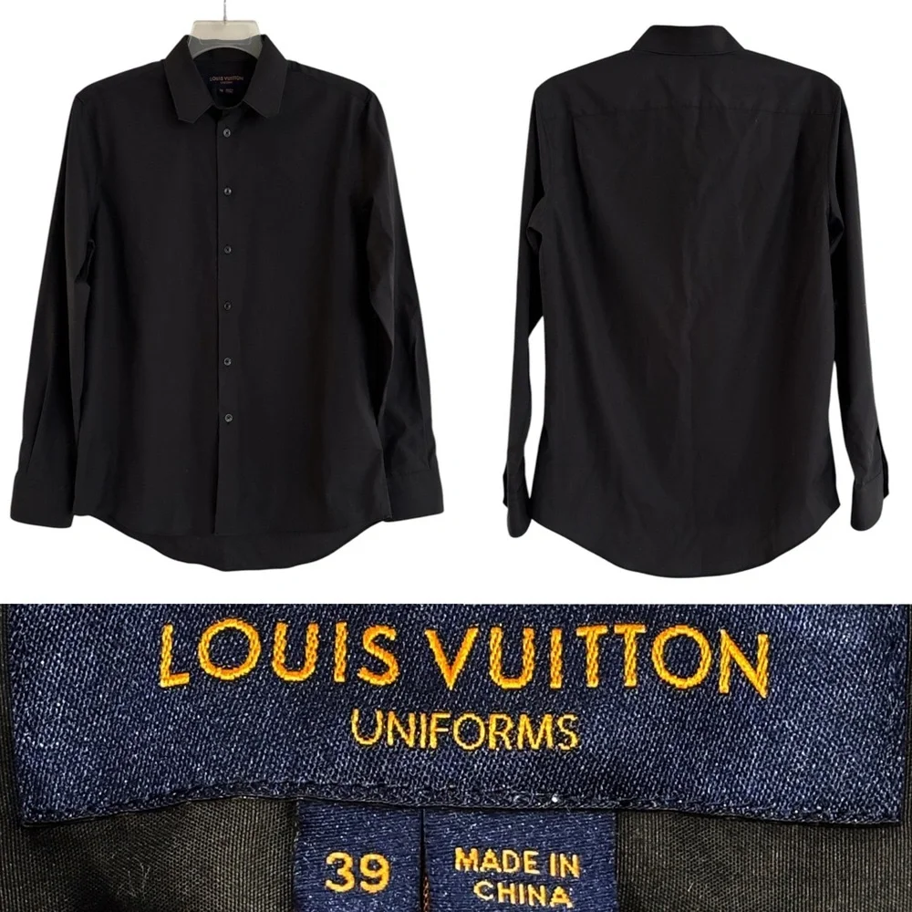 Louis Vuitton Black Mens Button Down Shirt LV SIZE 39=USA Large (Runs Small) Louis Vuitton Black Mens Button Down Shirt LV SIZE 39=USA Large (Runs Small)